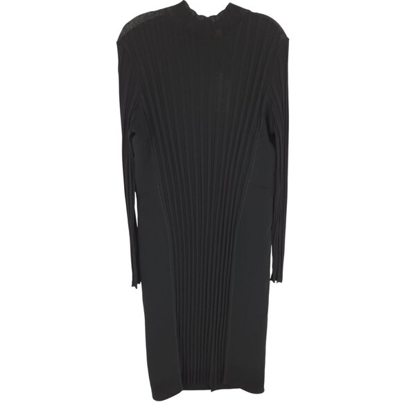 Vince Mixed Ribbed Midi Dress Black Quiet Luxury Old Money Sophisticated Elegant - Picture 1 of 16